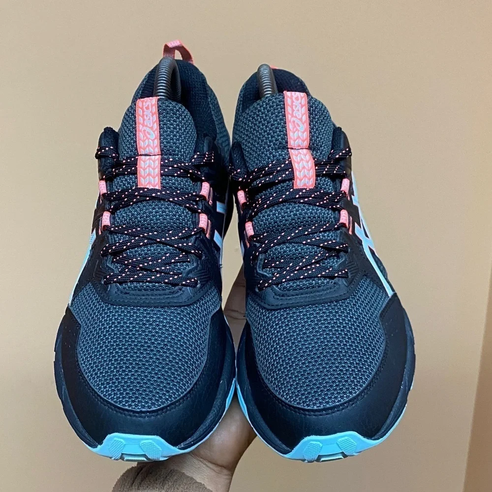 ASICS Gel-Venture 8 Trail Running Sneakers Black Clear Blue Coral Pink Size 10